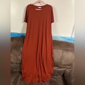 EUC Time and Tru Orange Ribbed Maxi Dress Size XXXL